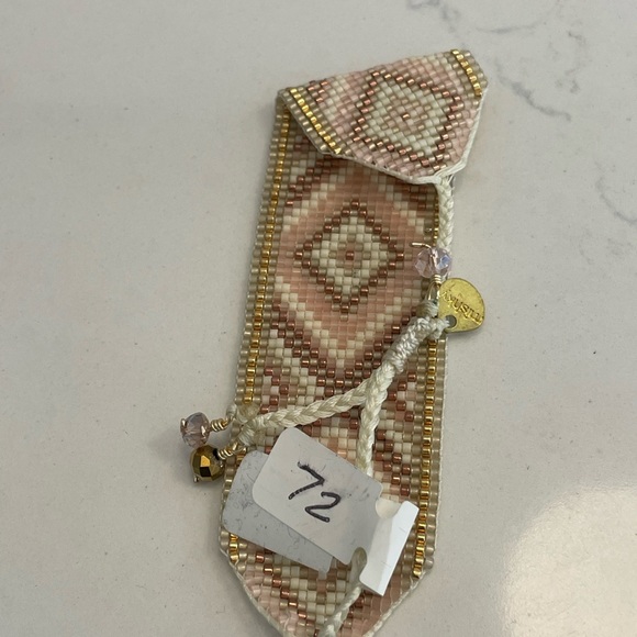 BNWT= Rose+Cream Wide  Beaded Bracelets by Mishky - Picture 3 of 4